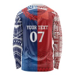TokoUso Custom Tonga and Samoa Long Sleeve Shirt Warriors War Clubs