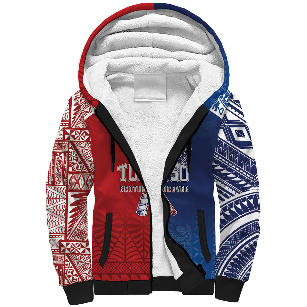 TokoUso Custom Tonga and Samoa Sherpa Hoodie Warriors War Clubs