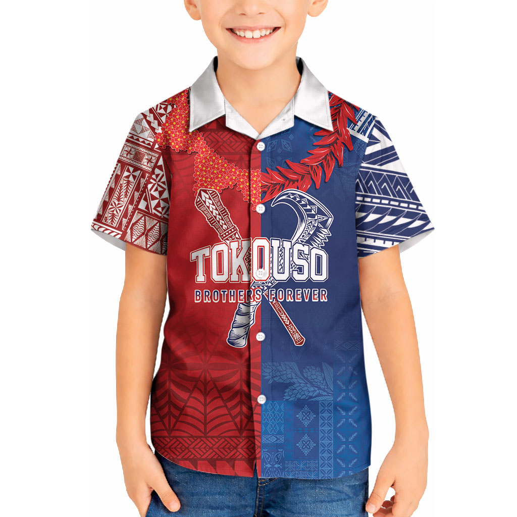 TokoUso Custom Tonga and Samoa Kid Hawaiian Shirt Warriors War Clubs