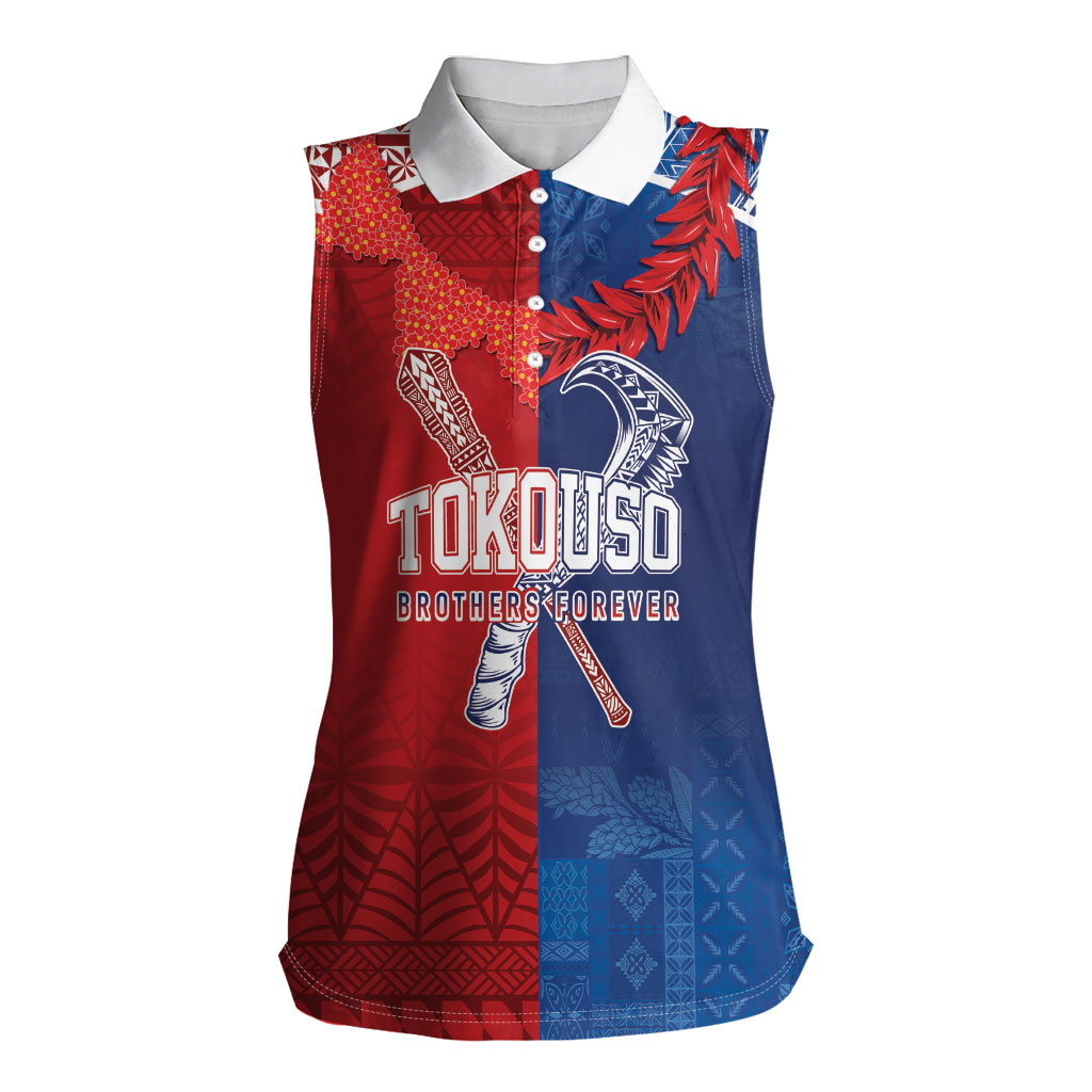 TokoUso Custom Tonga and Samoa Women Sleeveless Polo Shirt Warriors War Clubs