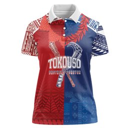 TokoUso Custom Tonga and Samoa Women Polo Shirt Warriors War Clubs