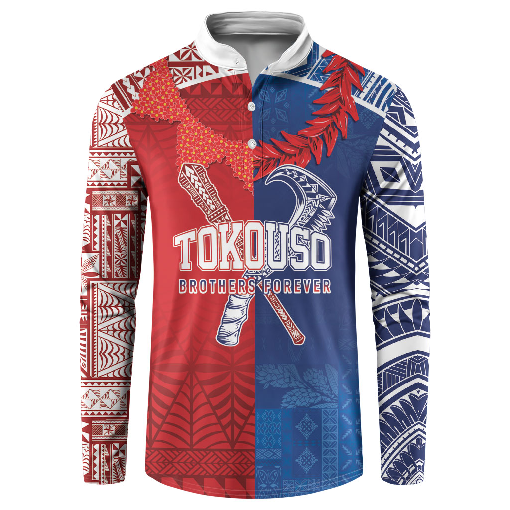 TokoUso Custom Tonga and Samoa Button Sweatshirt Warriors War Clubs