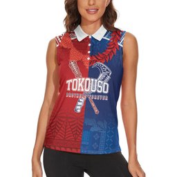 TokoUso Custom Tonga and Samoa Women Sleeveless Polo Shirt Warriors War Clubs