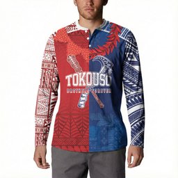 TokoUso Custom Tonga and Samoa Button Sweatshirt Warriors War Clubs