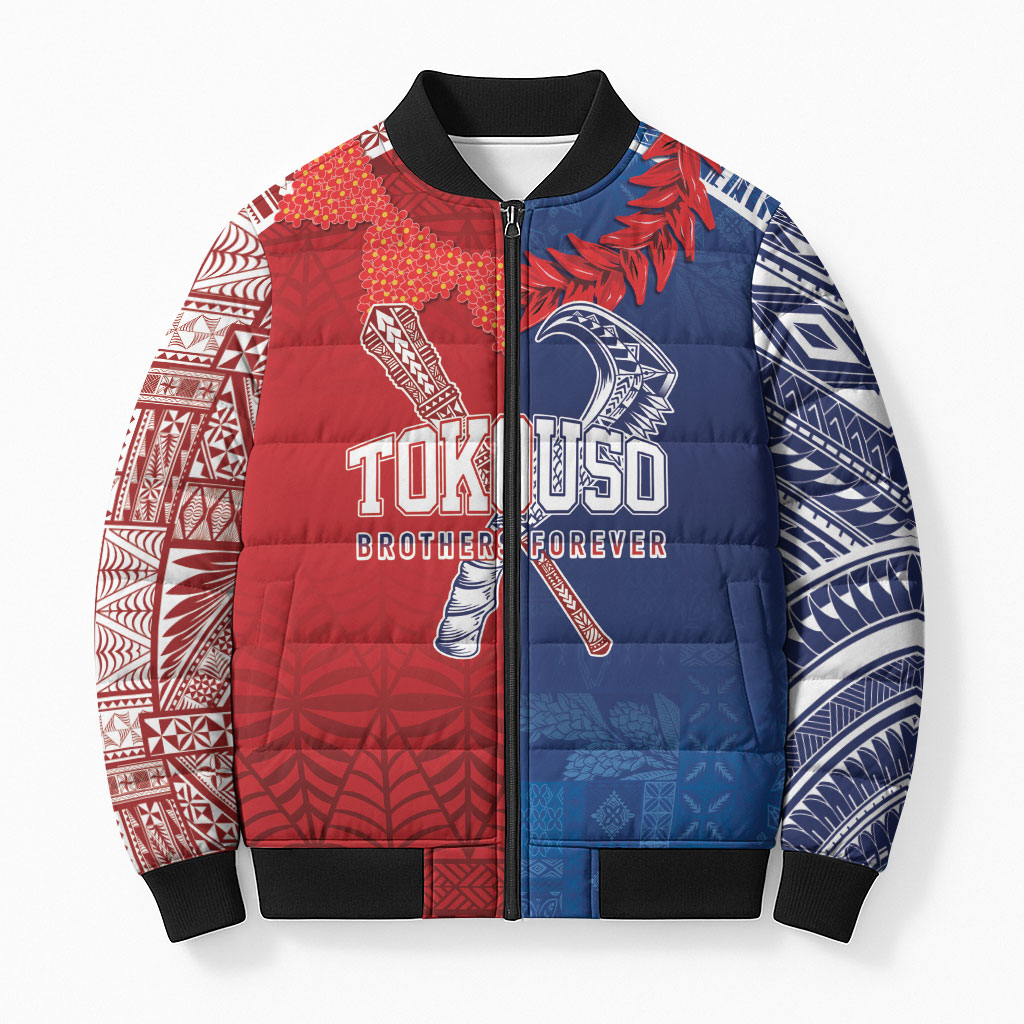 TokoUso Custom Tonga and Samoa Bomber Puffer Jacket Warriors War Clubs