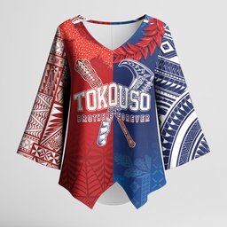 TokoUso Custom Tonga and Samoa Kimono Sleeve Blouse Warriors War Clubs