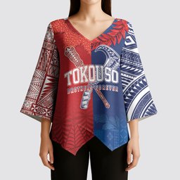 TokoUso Custom Tonga and Samoa Kimono Sleeve Blouse Warriors War Clubs