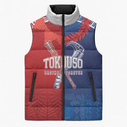 TokoUso Custom Tonga and Samoa Sleeveless Puffer Jacket Warriors War Clubs