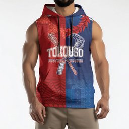 TokoUso Custom Tonga and Samoa Sleeveless Hoodie Warriors War Clubs