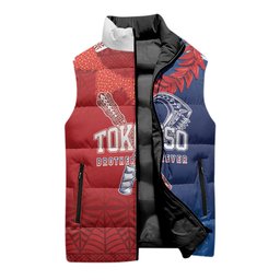TokoUso Custom Tonga and Samoa Sleeveless Puffer Jacket Warriors War Clubs