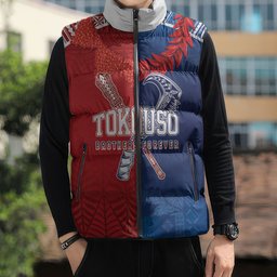 TokoUso Custom Tonga and Samoa Sleeveless Puffer Jacket Warriors War Clubs