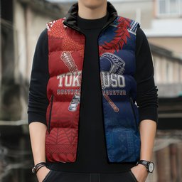 TokoUso Custom Tonga and Samoa Sleeveless Puffer Jacket Warriors War Clubs