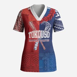 TokoUso Custom Tonga and Samoa Scrub Top Warriors War Clubs
