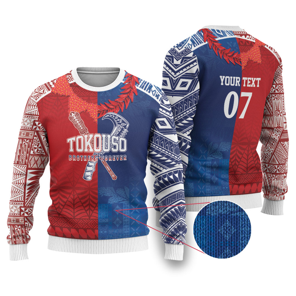 TokoUso Custom Tonga and Samoa Ugly Christmas Sweater Warriors War Clubs