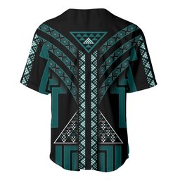 New Zealand Manta Ray Baseball Jersey Maori Tukutuku Taniko Motifs Teal