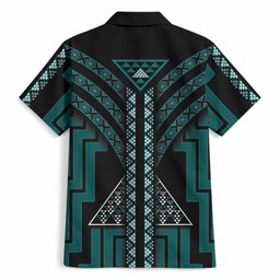 New Zealand Manta Ray Hawaiian Shirt Maori Tukutuku Taniko Motifs Teal