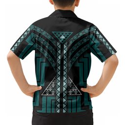 New Zealand Manta Ray Hawaiian Shirt Maori Tukutuku Taniko Motifs Teal