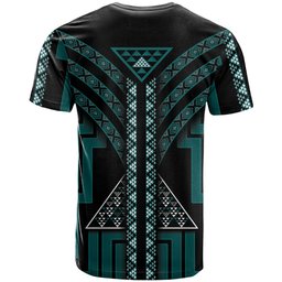 New Zealand Manta Ray T Shirt Maori Tukutuku Taniko Motifs Teal