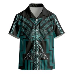 New Zealand Manta Ray Kid Hawaiian Shirt Maori Tukutuku Taniko Motifs Teal