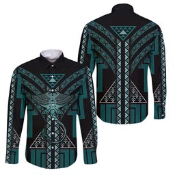 New Zealand Manta Ray Family Matching Long Sleeve Bodycon Dress and Hawaiian Shirt Maori Tukutuku Taniko Motifs Teal