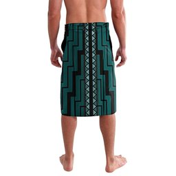 New Zealand Manta Ray Lavalava Maori Tukutuku Taniko Motifs Teal