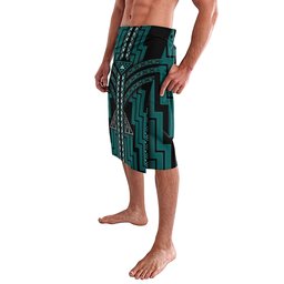 New Zealand Manta Ray Lavalava Maori Tukutuku Taniko Motifs Teal
