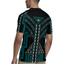 New Zealand Manta Ray Rugby Jersey Maori Tukutuku Taniko Motifs Teal