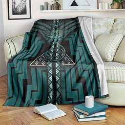 New Zealand Manta Ray Blanket Maori Tukutuku Taniko Motifs Teal