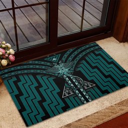 New Zealand Manta Ray Rubber Doormat Maori Tukutuku Taniko Motifs Teal