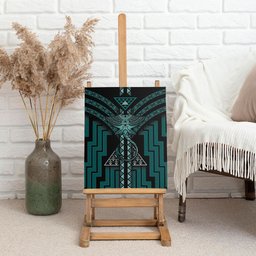 New Zealand Manta Ray Canvas Wall Art Maori Tukutuku Taniko Motifs Teal