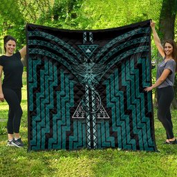 New Zealand Manta Ray Quilt Maori Tukutuku Taniko Motifs Teal