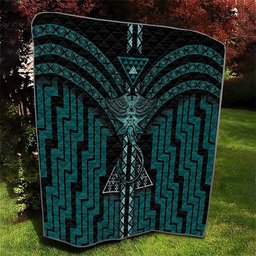 New Zealand Manta Ray Quilt Maori Tukutuku Taniko Motifs Teal