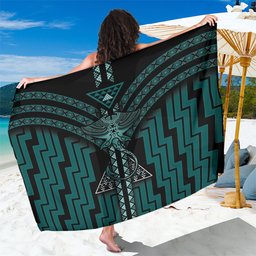 New Zealand Manta Ray Sarong Maori Tukutuku Taniko Motifs Teal