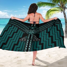 New Zealand Manta Ray Sarong Maori Tukutuku Taniko Motifs Teal