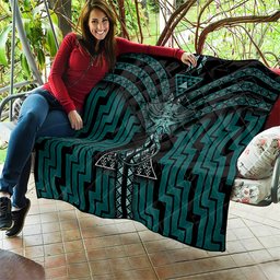 New Zealand Manta Ray Quilt Maori Tukutuku Taniko Motifs Teal