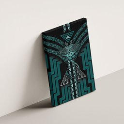 New Zealand Manta Ray Canvas Wall Art Maori Tukutuku Taniko Motifs Teal