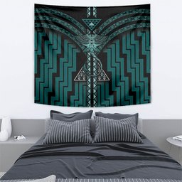 New Zealand Manta Ray Tapestry Maori Tukutuku Taniko Motifs Teal