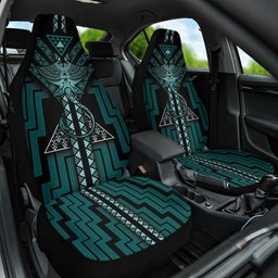 New Zealand Manta Ray Car Seat Cover Maori Tukutuku Taniko Motifs Teal