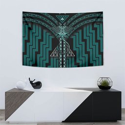New Zealand Manta Ray Tapestry Maori Tukutuku Taniko Motifs Teal