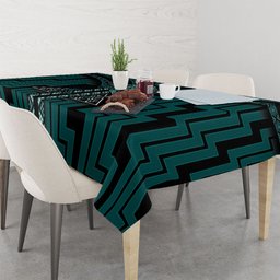 New Zealand Manta Ray Tablecloth Maori Tukutuku Taniko Motifs Teal