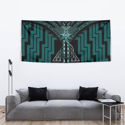 New Zealand Manta Ray Tapestry Maori Tukutuku Taniko Motifs Teal