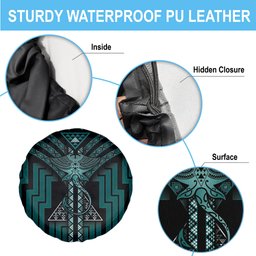 New Zealand Manta Ray Spare Tire Cover Maori Tukutuku Taniko Motifs Teal