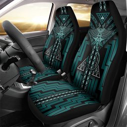 New Zealand Manta Ray Car Seat Cover Maori Tukutuku Taniko Motifs Teal