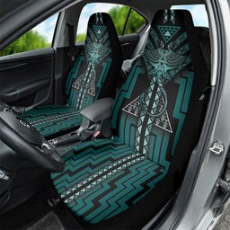 New Zealand Manta Ray Car Seat Cover Maori Tukutuku Taniko Motifs Teal