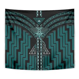 New Zealand Manta Ray Tapestry Maori Tukutuku Taniko Motifs Teal