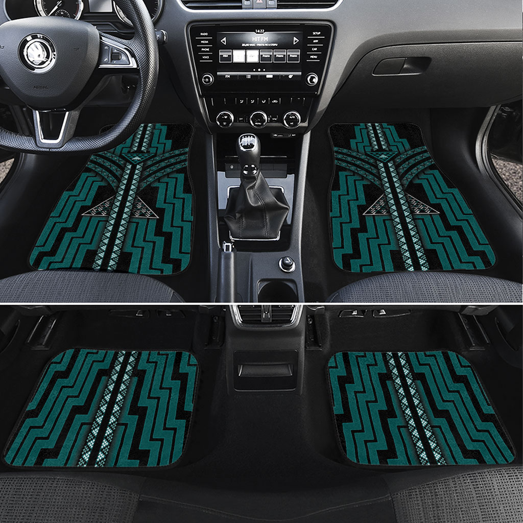 New Zealand Manta Ray Car Mats Maori Tukutuku Taniko Motifs Teal