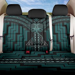 New Zealand Manta Ray Back Car Seat Cover Maori Tukutuku Taniko Motifs Teal