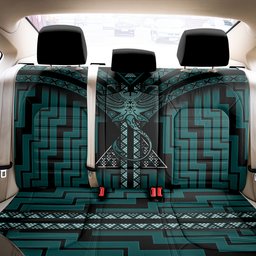 New Zealand Manta Ray Back Car Seat Cover Maori Tukutuku Taniko Motifs Teal