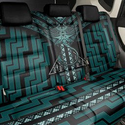 New Zealand Manta Ray Back Car Seat Cover Maori Tukutuku Taniko Motifs Teal