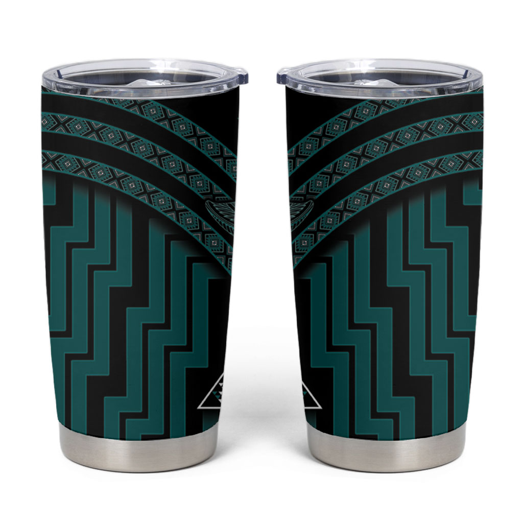 New Zealand Manta Ray Tumbler Cup Maori Tukutuku Taniko Motifs Teal